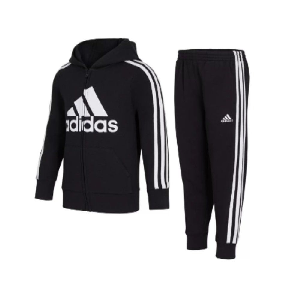 Adidas Little Boys Zip Front Essential Fleece Hoodie and Jogger - Picture 16 of 16